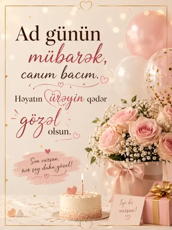 Bacıya Aid Ad Günü Təbrikləri – 100 Səmimi Ad günü təbriki